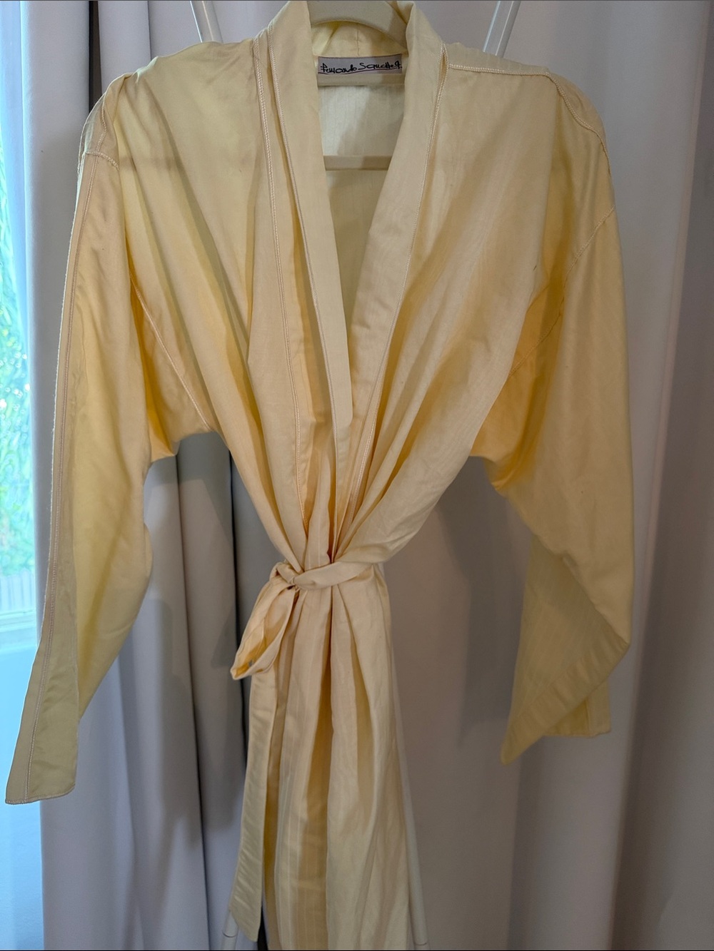 FERNANDO SANCHEZ- Light Yellow Cotton Robe - Soft Women's Wrap Robe